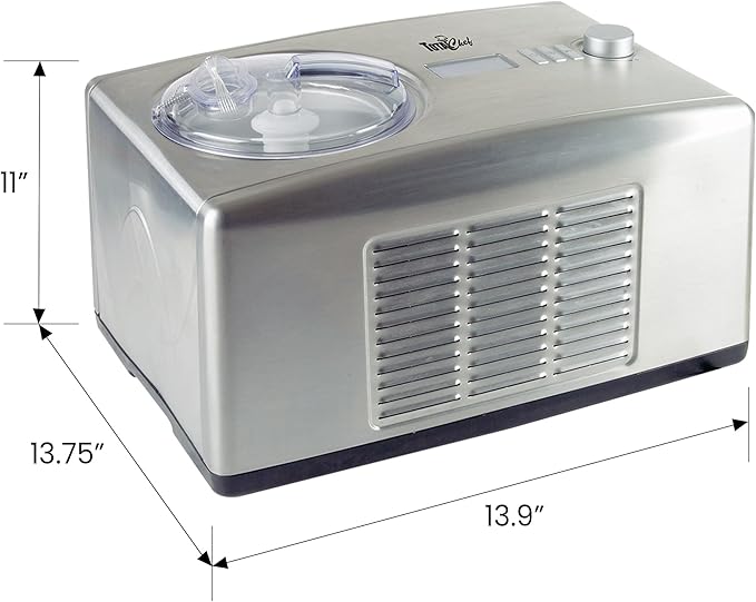 Total Chef Automatic 2-in-1 Ice Cream &Yogurt Maker Machine - Serve Soft, Creamy Sorbet, Gelato, Tasty homemade Instant Treats With No Salt & Prefreezing, Built-In Compressor 1.6Qt Stainless Steel