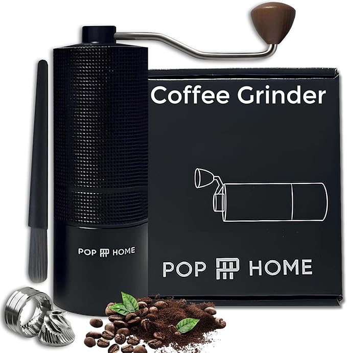 Manual Coffee Grinder – Stainless‑Steel Burr, Adjustable Coarseness, Portable Hand Mill with Cleaning Brush