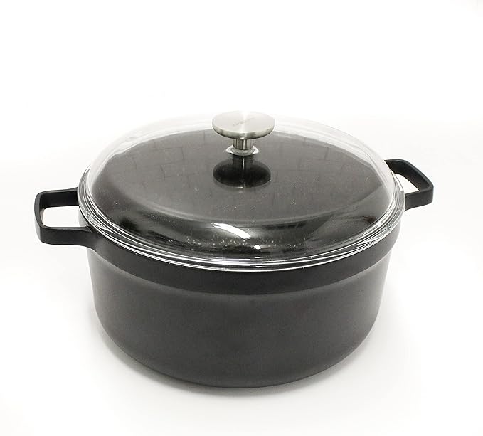 BergHOFF GEM Non-stick 11" Stockpot 7.7qt., Sturdy 2-Handle, Glass Lid, Ferno-Green, Non-Toxic PFOA-Free Coating, Ovensafe