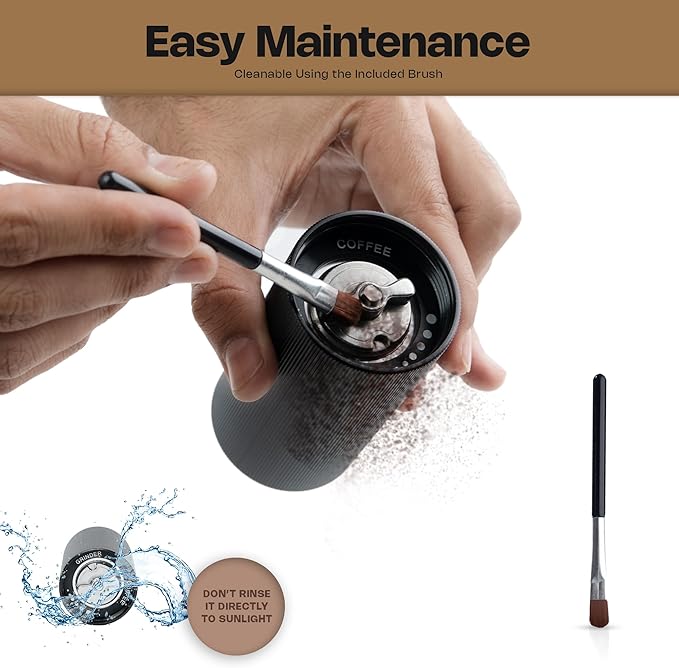 7- Star Manual Burr Coffee Grinder - Premium 420 Stainless Steel Coffee Hand Grinder with 30 g Capacity - Adjustable Coarseness for Espresso, Drip Coffee, and French Press - Easy to Clean