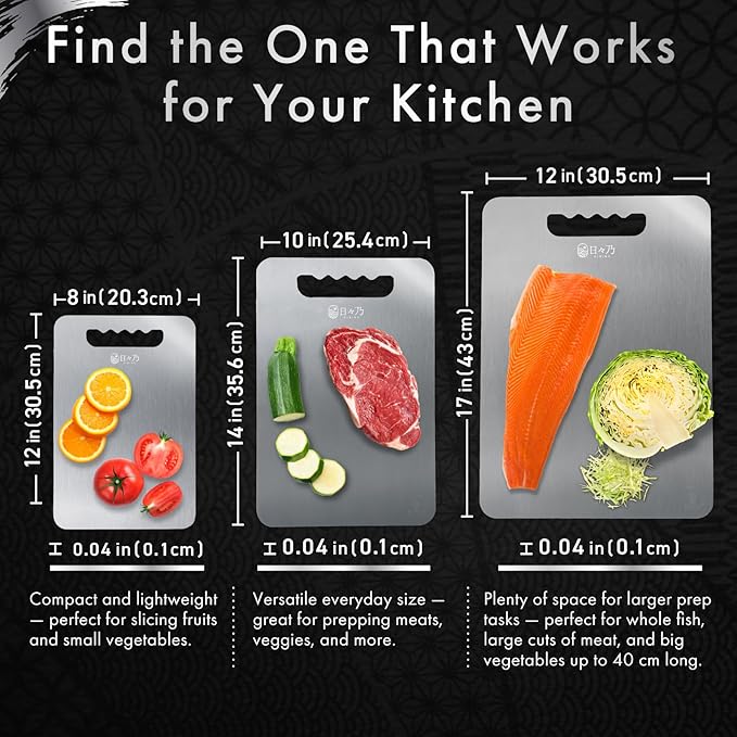 Titanium Cutting Board | 99.5% Pure Japanese Titanium | Non-Toxic | Lightweight & Dishwasher Safe | M Size | Made in Japan | With Non-Slip Mat | For Kitchen & Camping Use