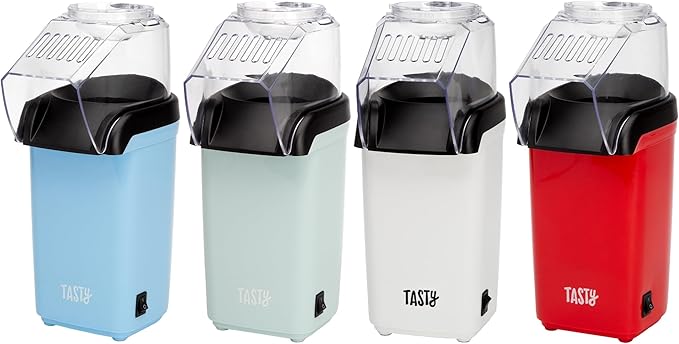 Tasty Hot Air Popcorn Popper, Healthy and Delicious Popcorn in Minutes, Fast and Easy-to-Use, Built-In Measuring Cup and Butter Warmer, 8 Cups, Aqua