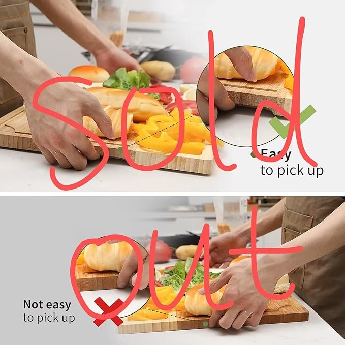 Bamboo Cutting Board Wooden Cutting Boards for Kitchen Non Slip Chopping board with Deep Juice Grooves 03