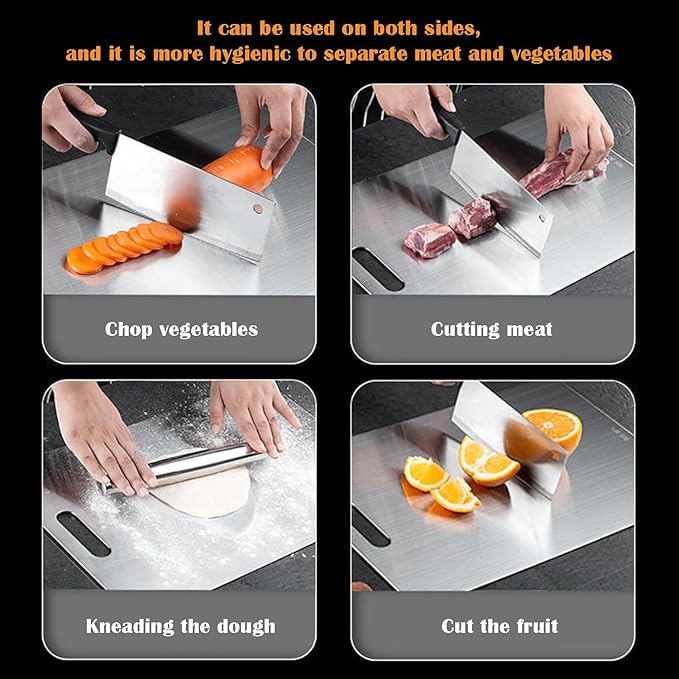 Premium Pure Titanium Cutting Board for Kitchen New Upgrade Double Sided Dust-free Cutting Board,Hygiene Durable Dishwasher Chopping Board for Meat, Vegetables & Fruits (M - 1Pack)