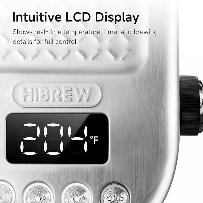 HIBREW H10B - 51mm Espresso Machine - Temperature & Cup Volume Adjustable at will - With Intelligent Display Screen & Pressure Gauge - Stainless Steel Body(Metallic Grey)