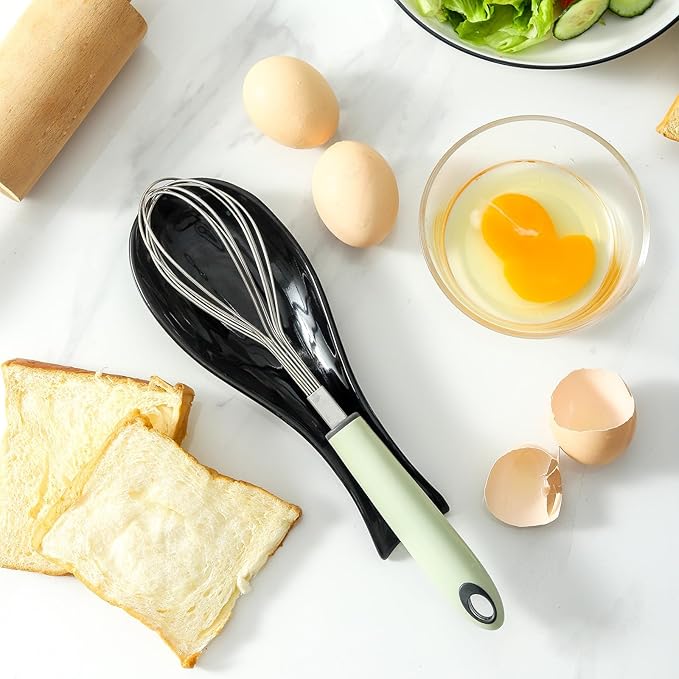 Hasense Spoon Rest for Stove Top, Large Ceramic Spoon Holder for Kitchen Counter, Cooking Utensil Rest for Spatula Ladle Spoon and Tong, Kitchen Spoon Rest for Home and Coffee Bar Accessories, Black