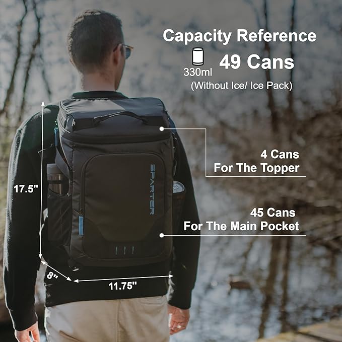 Backpack Cooler Insulated Leak Proof 33/49 Cans, 2 Insulated Compartments Thermal Bag, Portable Lightweight Beach Travel Camping Lunch Backpack for Men and Women