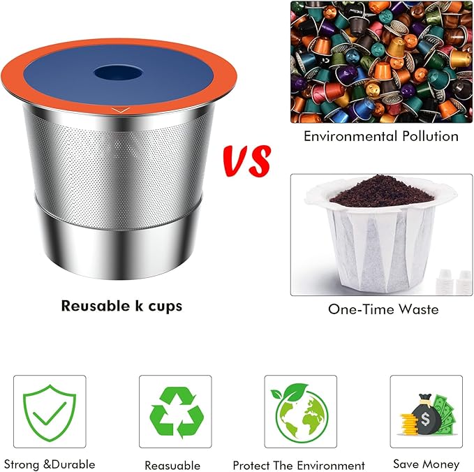 2 PACK Stainless Steel Reusable K Cups for Keuring 2.0 and 1.0, Reusable Coffee Pods for Coffee Maker, Sturdy Refillable K Cup,Permanent Filter