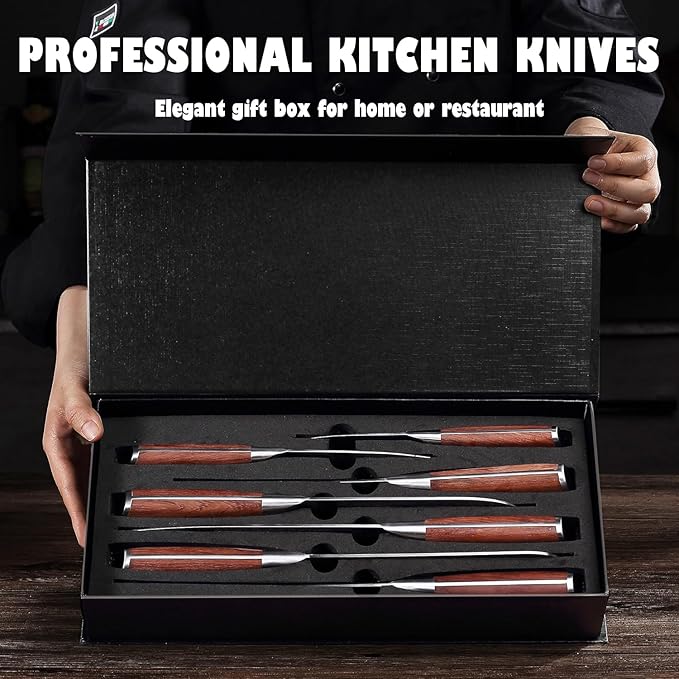 YOTSUBA Kitchen Knife Set, 7PCS Kitchen Knives Set High Carbon Stainless Steel Sharp Knife, Knives Set for Kitchen with Ergonomic Handle