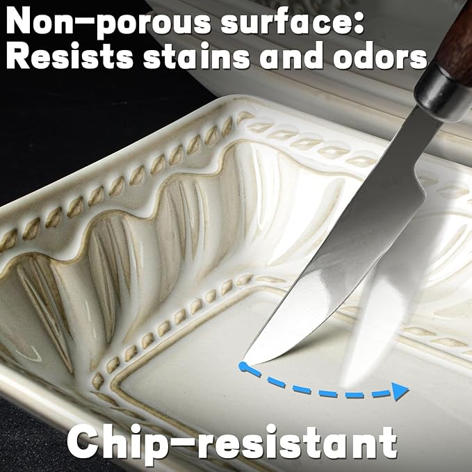 Artena Ceramic Pasta Bowls Set of 4-9.85 Inch Large Salad Bowls, 25 oz Serving Bowls for Soup, Dinner & Party - Embossed Microwave Safe Kitchen Dishes, Rectangle Plates (Willow Leaf)