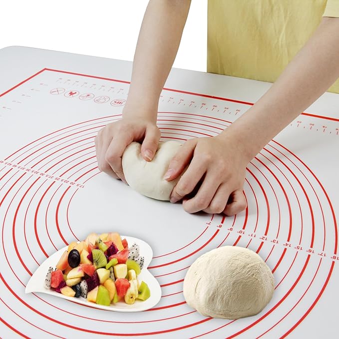 32x24" Extra Large Dough Mat Silicone Baking Mats for Rolling Pastry Kneading Sheet Sourdough Bread Baking Supplies Red