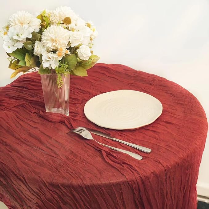 12 Pcs Terracotta Cheesecloth Table Runner 13ft Boho Gauze Cheesecloth Table Runner 160 inch Long for Christmas Wedding Bridal Baby Shower Birthday Table Decorations