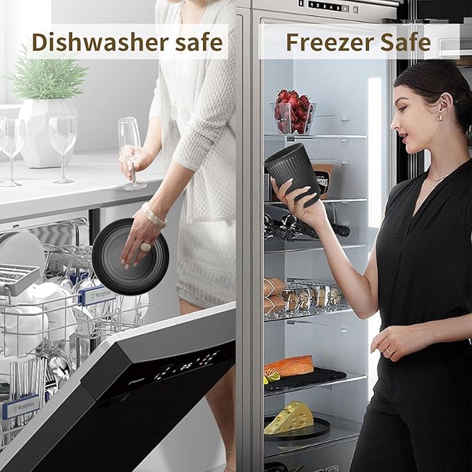 Wheat Straw Dishes Set for 8, Dinnerware Sets 32 piece, Unbreakable Plates, Bowls, Cups Sets for Kitchen Parties Camping RV - Grey