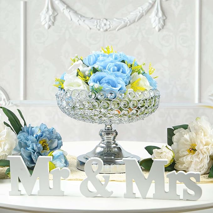 Hollow-Carved Design Crystal Fruit Bowl for Table Centerpiece/Counter/Gorgeous Fruit tray for your Kitchen.Nice Gift for her.(Silver, Bowl shape 1pc)