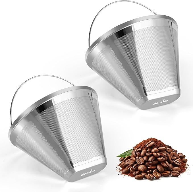 Reusable Cone Coffee Filters 4,304 Stainless Steel Permanent Coffee Filter,Permanent Filter for Ninja Coffee Maker, 2Pcs Permanent Cone Filter 4