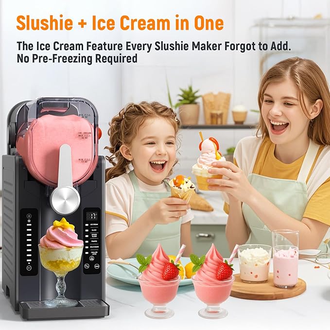 Slushie Machine for Home - No Ice Needed Slushy Maker, Fast 5-Min Freeze, Auto-Clean, 6 Preset Modes | Frozen Margaritas, Cocktails, Smoothies, Frappés, Ice Cream