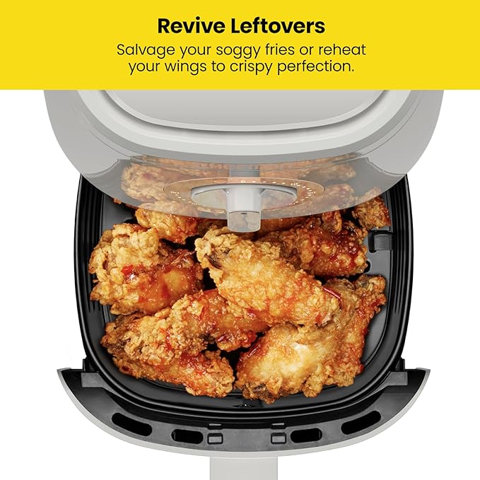 Chefman TurboFry 2-Quart Air Fryer, Dishwasher Safe Basket & Tray, Use Little to No Oil For Healthy Food, 60 Minute Timer, Fry Healthier Meals Fast, Heat And Power Indicator Light, Temp Control, White