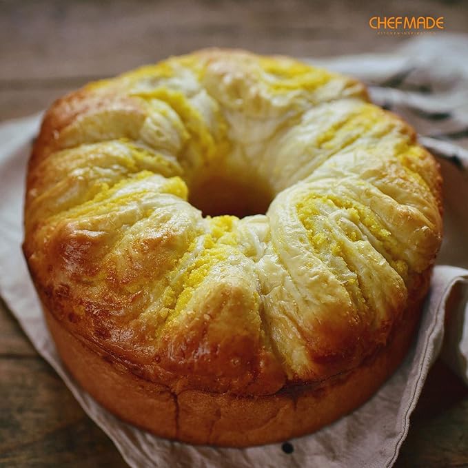 CHEFMADE Angel Food Cake Pan, 8-Inch with Removable Loose Bottom Non-Stick Chiffon Tube Pan 2-Cups for Oven and Instant Pot Baking (Champagne Gold)