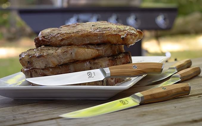 Mercer Culinary Olive Wood 4-Piece Steak Knife Set