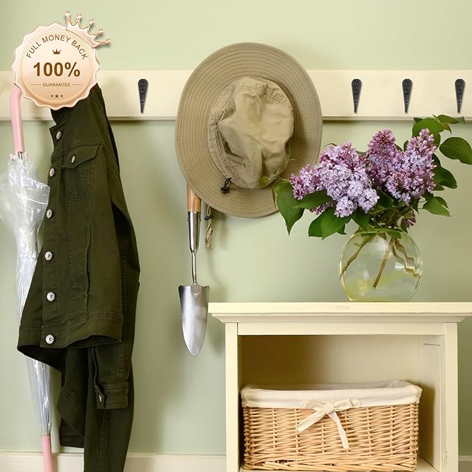 15 Pcs Black Coat Hooks - Wall Hooks for Closet Hanging, Multi-Room Use (Bathroom/Bedroom/Kitchen), Holds Coats/Towels/Scarves/Hats/Keys/Cups, Includes 30 Screws