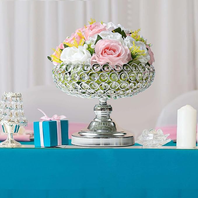 Crystal Bowl for Kitchen Counter Top/Party Table/Dining Table - Elegant Silver Gift for Her (2 PCS, Bowl Shape)