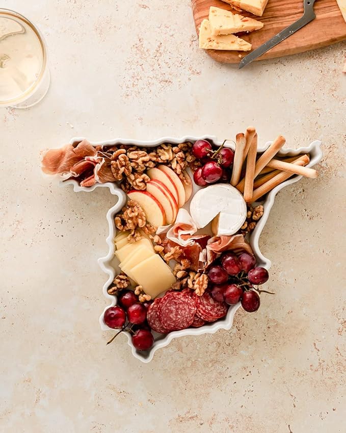 WORLD PLATES Spain Shaped Baking Dish Serving Platter or Decorative Tray Charming Porcelain Bakeware Oven Microwave and Dishwasher Safe