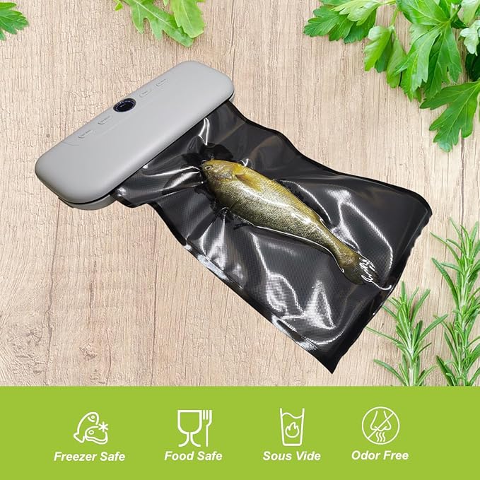 11" x 19.5' (Total 39 Feet) Vacuum Seal Bags Black and Clear, Vacuum Sealer Bags for Food Storage, Heavy Duty Commercial Grade 5 Mil Vacuum Bags, 2 Rolls