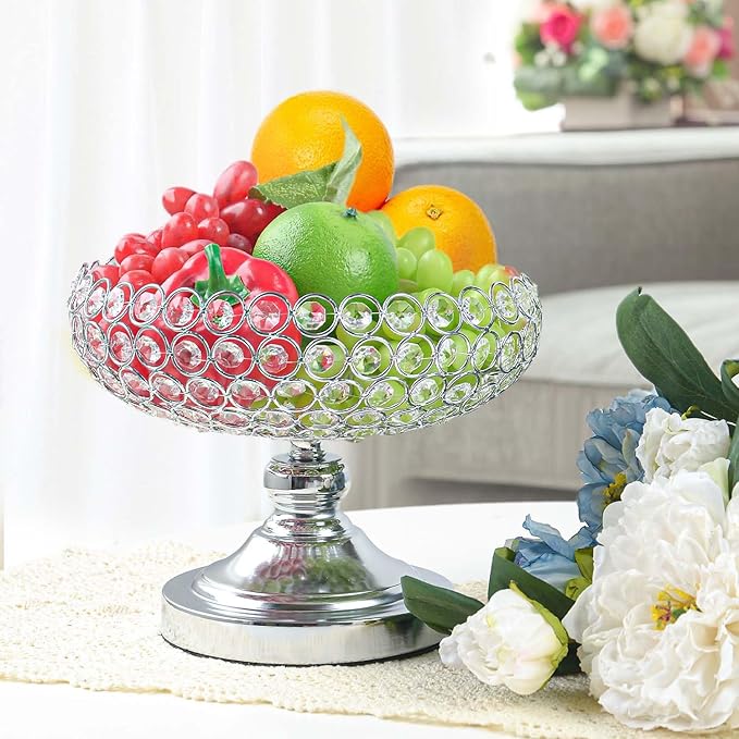 Crystal Bowl for Kitchen Counter Top/Party Table/Dining Table - Elegant Silver Gift for Her (2 PCS, Bowl Shape)