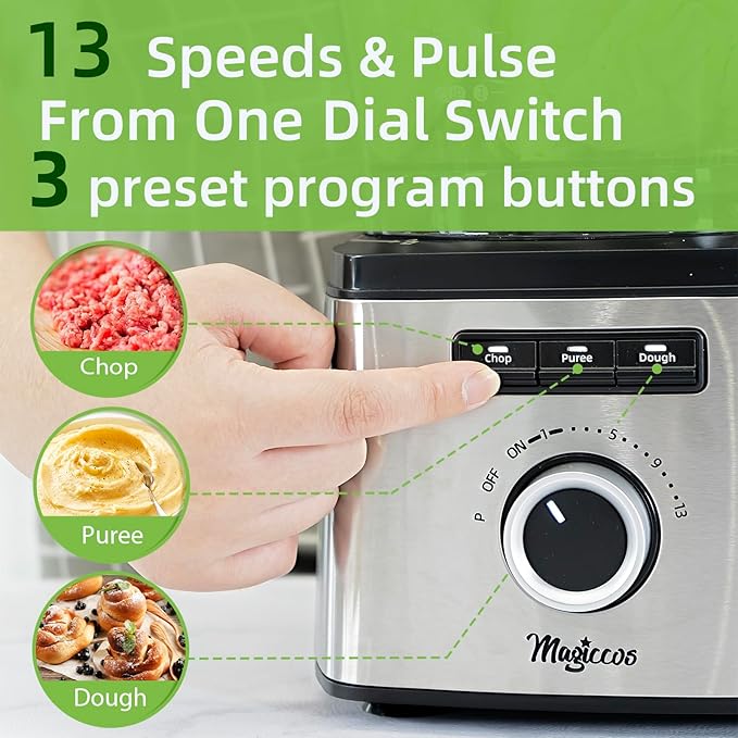 14-Cup Lemon Slicer Food-Processor - Large Feed Chute, 13 Speeds & Pulse, 3 Programs,Cheese Shredding, Cutting Fries, Meat Chopping, Shredding and Slicing, Mixing and Doughing, for Home Use