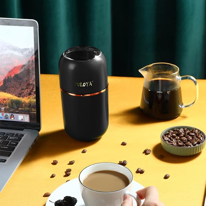 Coffee Grinder Electric for Beans, Spices, Herbs, Grains and Nuts, Stainless Steel Blades, 2.8 oz, Black