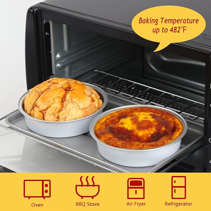 LNYZQUS 4” Small Cake Tins with Lids 50 Pack, Foil Mini Cake Pans,8oz Disposable Ramekins Creme Brulee Baking Cups Individual Mini Pie Contaniers Holders for Wedding Party-White