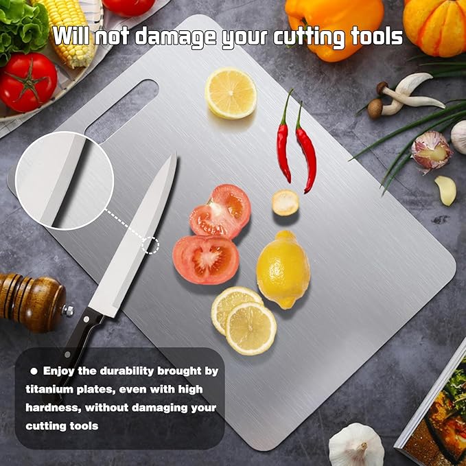 Titanium Cutting Boards For Kitchen, 3Pcs 100% Pure Cut Titanium Cutting Board, Food Grade Quality,Easy To Clean And Will Not Absorb Odors, Suitable For Kitchen Or Outdoor Camping