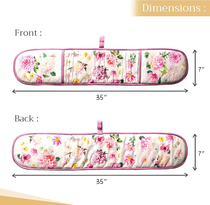 Maison d' Hermine Pivoine 100% Cotton Easter Double Oven Glove with Loop Heat Resistant for BBQ | Cooking | Baking | Grilling | Microwave | Barbecue | Spring/Summer (7.5 Inch by 35 Inch)