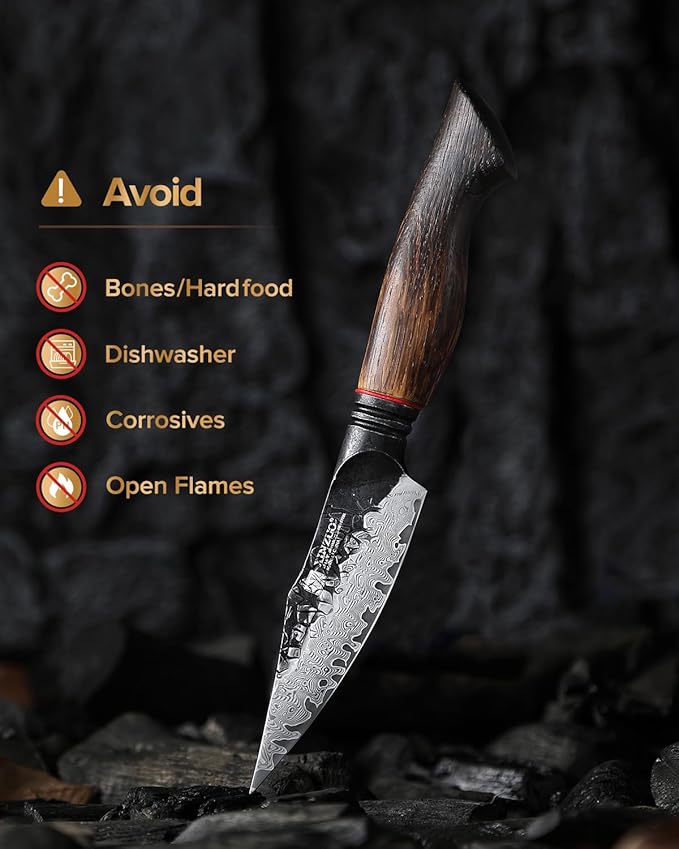 XINZUO Kitchen Paring Knife 4.2 Inch,Razor Sharp Hand Forged Damascus Steel Small Kitchen Knife For Peeling Coring Fruit With Ergonomic Handle