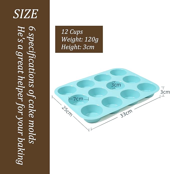 Thickened Silicone Bundt Cake Pan and Moldes Para Gelatinas, Heavy Duty Cake Mold for Baking, BPA Free, Mint Green (Pudding Jelly 12-Cups / 1Pcs) 