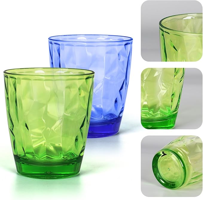 13 oz Plastic Tumblers Drinking Glasses, Clear Acrylic Drinking Cups Wine Glasses Beverage Cups Tumbler for Poolside Party, Outdoor&Indoor, Stackable, Dishwasher Safe, Easy to Clean, Large Capacity