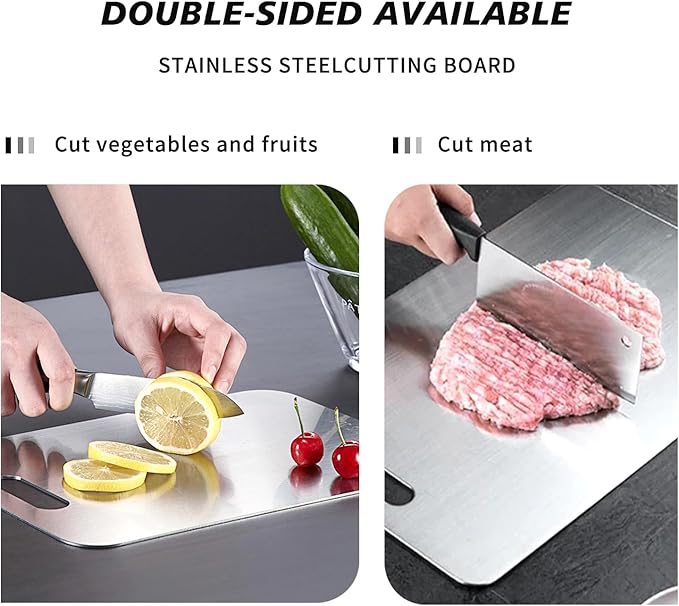 Titanium Cutting Boards for Kitchen 304 Stainless Steel Cutting Board,Metal Chopping Boards Perfect for Various Cooking Tasks Double-Sided Use(15x11in)