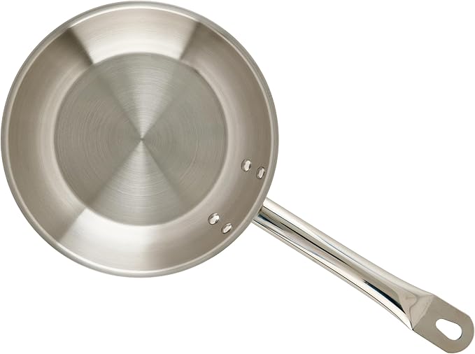 Winco Commercial-Grade Stainless Steel Fry Pan, Natural Finish, 8"