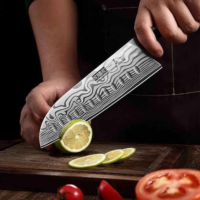 8 Pieces Knife Set with Magnetic Block, Ultra Sharp Powder Steel Knife Block Set, Professional Chef Knife Sets with Ergonomic Handle & Knife Sharpener