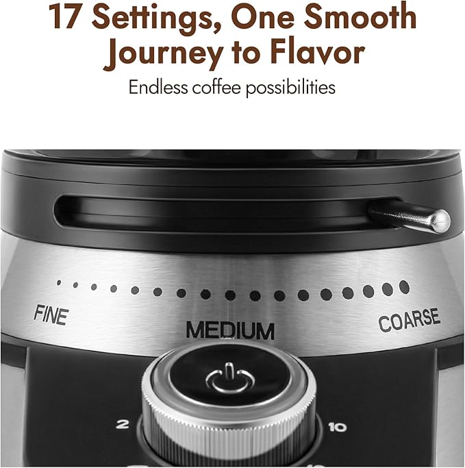 Secura Electric Conical Burr Coffee Grinder With 17 Grind Settings From French to Espresso, Black