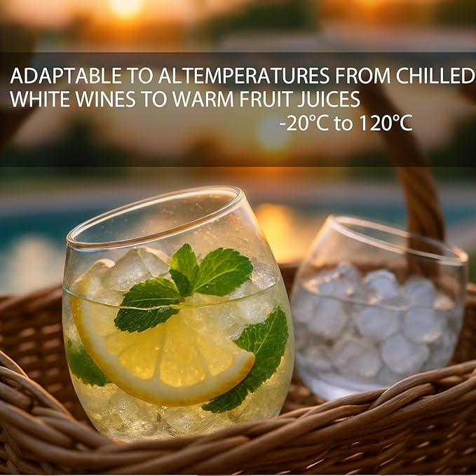 10oz Premium Plastic Wine Glasses Set of 6 Unbreakable Outdoor Wedding Cups Yacht Party Tumblers Stemless Reusable Cups for Red White Wine High-End Events