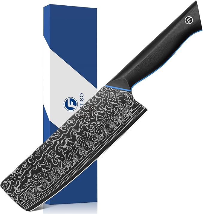7 inch Nakiri Knife, Sharp Kitchen Knife Professional Asian Chef Knife in 67-Layer Japanese Damascus Steel, Multipurpose Meat Cleaver Vegetable Knife with G10 Handle