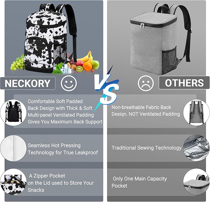 Cooler Backpack, Lightweight and Soft Backpack Cooler for Men Women, Insulated Lunch Bag for Camping Traveling Hiking