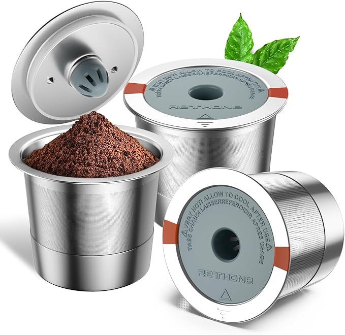 RETHONE Reusable K Cups for Keurig:Refillable K Cups Coffee Pods for Keurig 1.0 & 2.0 Coffee Machine,Stainless Steel Coffee Filters-SUS 304, Easy to Clean,Lid-Body Tight Seal