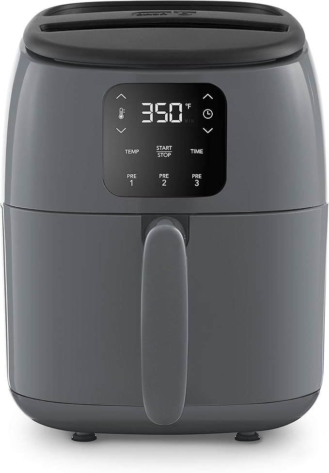 DASH Tasti-Crisp™ Electric Air Fryer Oven, 2.6 Qt., Grey – Compact Air Fryer for Healthier Food in Minutes, Ideal for Small Spaces - Auto Shut Off, Digital, 1000-Watt