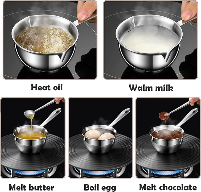 6.76 Oz Mini Butter Warmer Stainless Steel Small Melting Pot For Stove Top 0.2 Quart