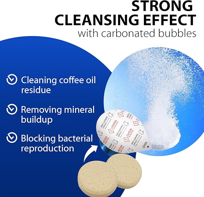 Powerful Cleaning Pods and Capsules Cleaner Kit - for Coffee Machines - Made from 100% Plant-Based 1st Grade Formula - Includes 6 Cleaning Capsules Only Compatible with Pack of 2
