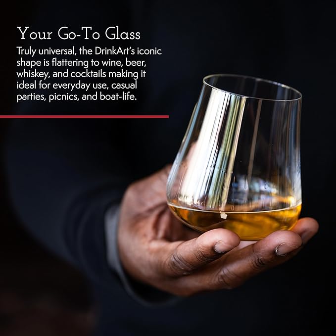 Gabriel-Glas Stemless Crystal Wine Glasses, Set of 6 - Premium, Universal Drinking Glass for Wine, Beer, Whiskey, and Cocktails - Dishwasher Safe, Lead-Free, 470 ml