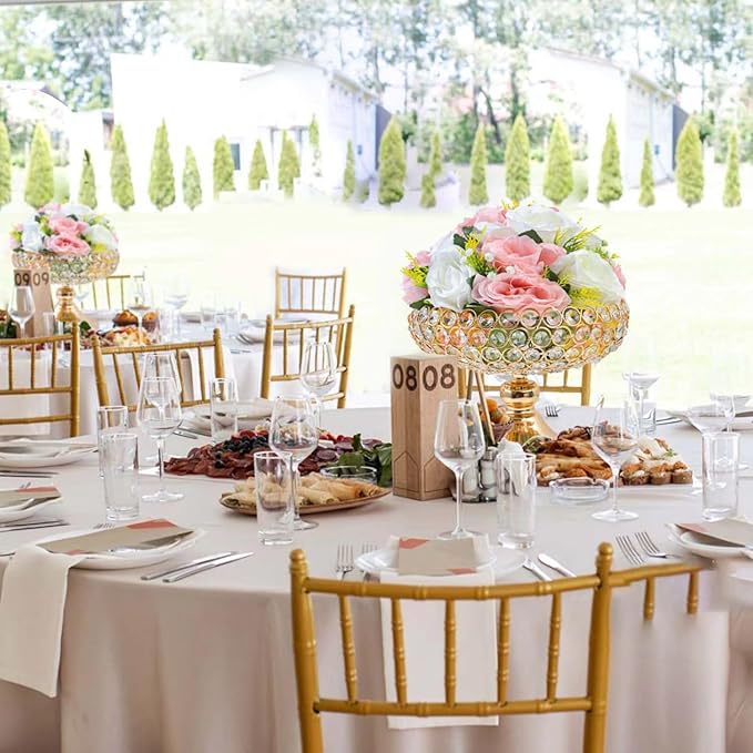 Hollow-Carved Design Crystal Fruit Bowl Food Bowl for Table Centerpiece, Fruit/Artificial flowers Holder for your Counter,Elegant Crystal Bowl for Party table(Gold, 1PC)