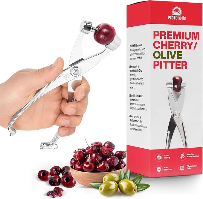 Cherry Pitter Tool Pit Remover with Locking Mechanism | Cherry Picker | Cherry Seed Remover for Baking, Olive Pitter Kitchen Accessories | Cherry Pitters Machine for Making Fresh Cherry Dishes